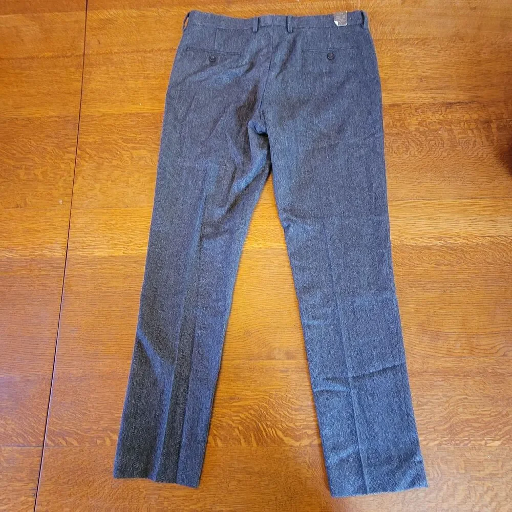 J.CREW Bowery Slim Fit Gray Herringbone Wool Blend Tweed Dress Pants Men 34x32